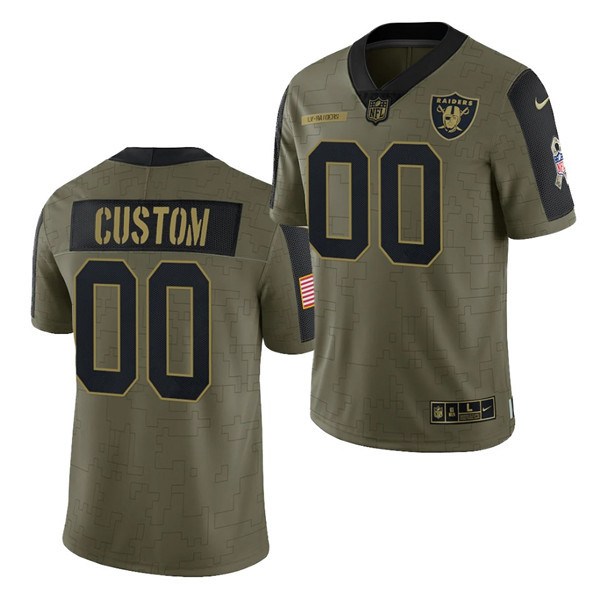 Men's Las Vegas Raiders ACTIVE PLAYER Custom 2021 Olive Salute To Service Limited Stitched Jersey